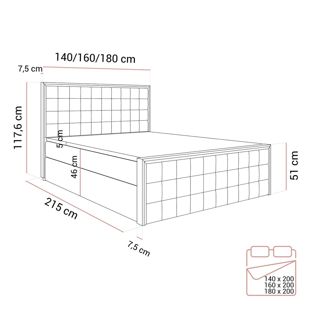 BOXSPRINGBETT ISADORA II SILVER mit Bettkasten und Topper 140x200 cm Royal Velvet 196 - Braun, Textil - Lookway