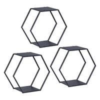 REGAL-SET 3 TLG. Tand - Schwarz, Metall (37/32/18.5cm) - [en.casa]