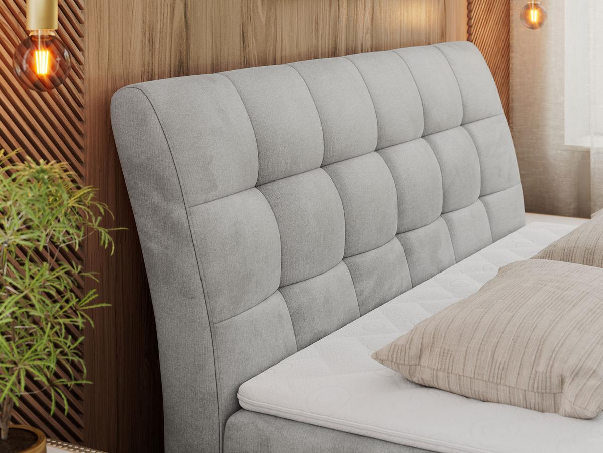 BOXBETT DIEGOS 160/200 Hellgrau Velvet - H4 - Hellgrau, Holz/Textil (160/200cm) - MKS