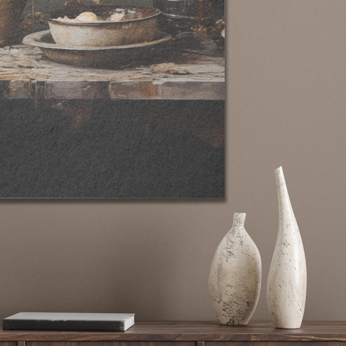 AKUSTIKBILD Stilleben - Blumen - Blumenstrauß - Vase - Wein Kunstdruck Schlafzimmer 50x70 cm - Schwarz, Kunststoff (50/70/0.9cm) - MuchoWow