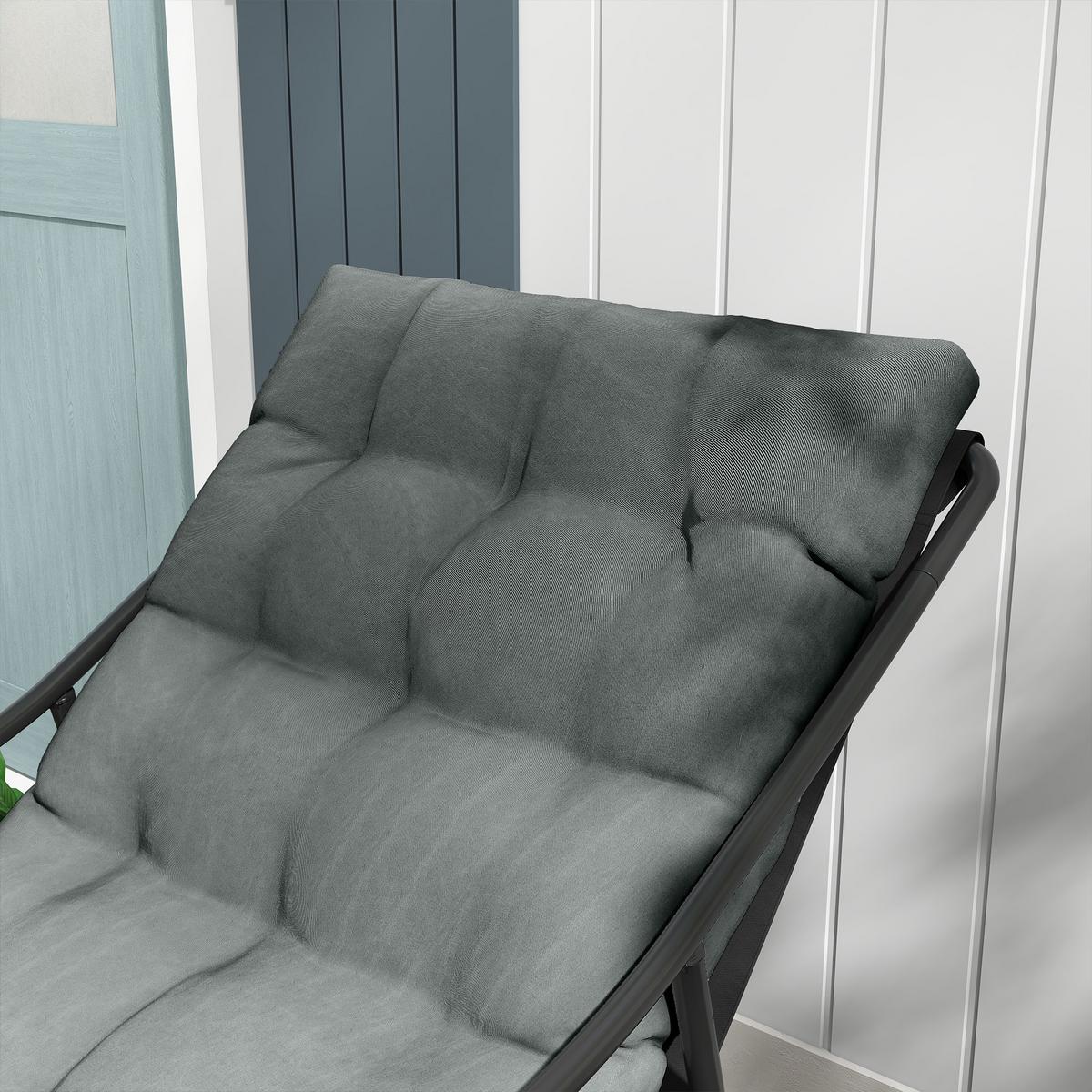GARTENSESSEL, Stahl, Polyester, Grau - Grau, Metall (110/88/62cm) - Outsunny
