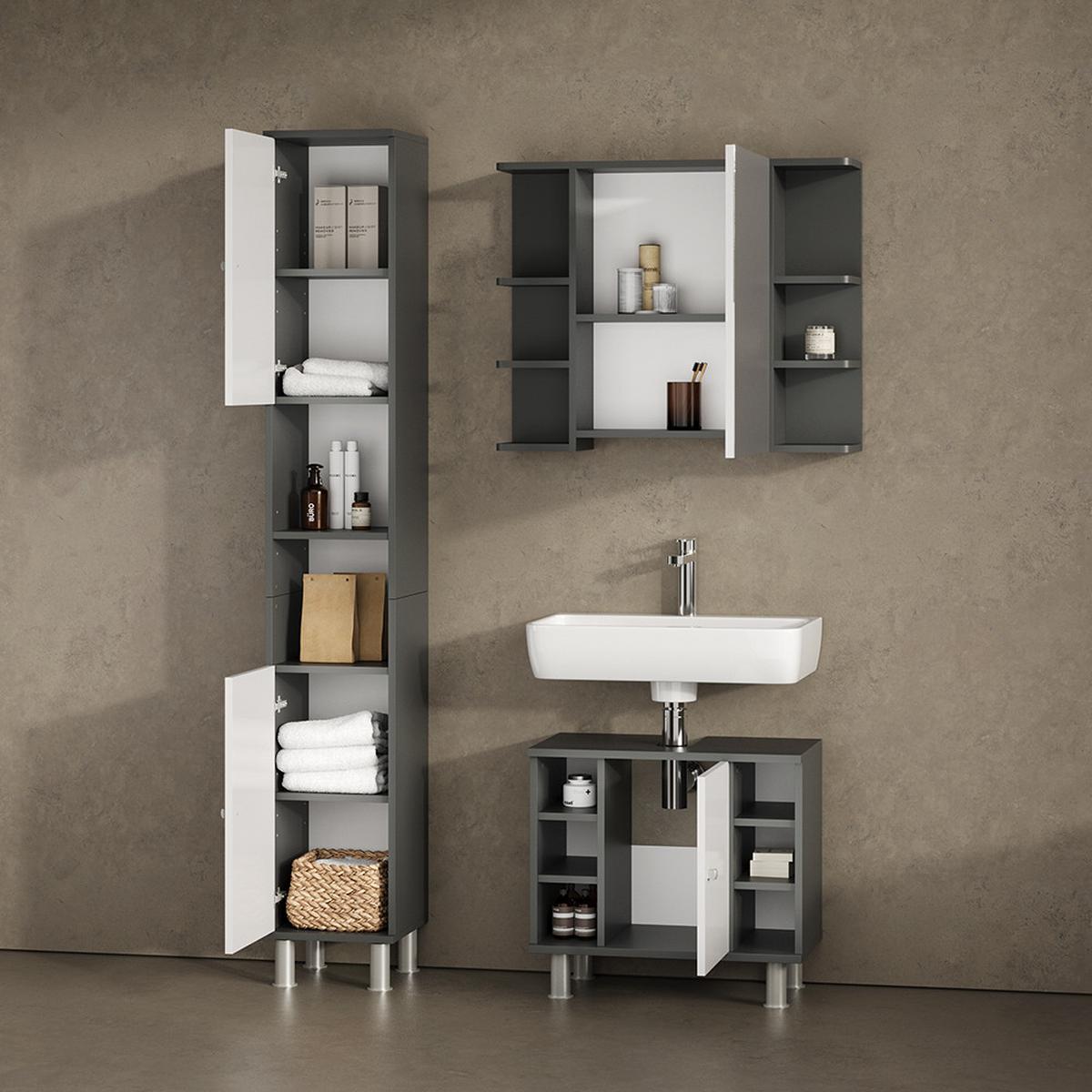WASCHBECKENUNTERSCHRANK Fucino Anthrazit 60 x 54 cm - Anthrazit, Holzwerkstoff (60/54/32cm) - Livinity®