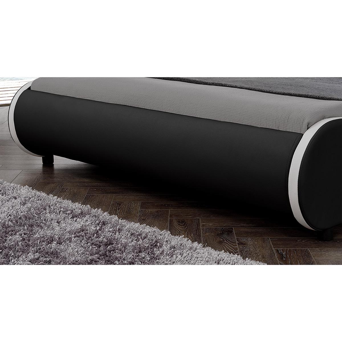 POLSTERBETT Valencia mit LED-Beleuchtung - Schwarz, Textil (140/200cm) - Corium