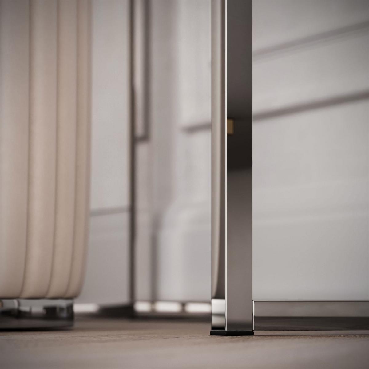 SCHMINKTISCH QUINNIE KASCHMIR mit LED-Spiegel Chrom rechts PUSH OPEN - Kaschmir/Silberfarben, Holzwerkstoff (100/175/42cm) - Lookway