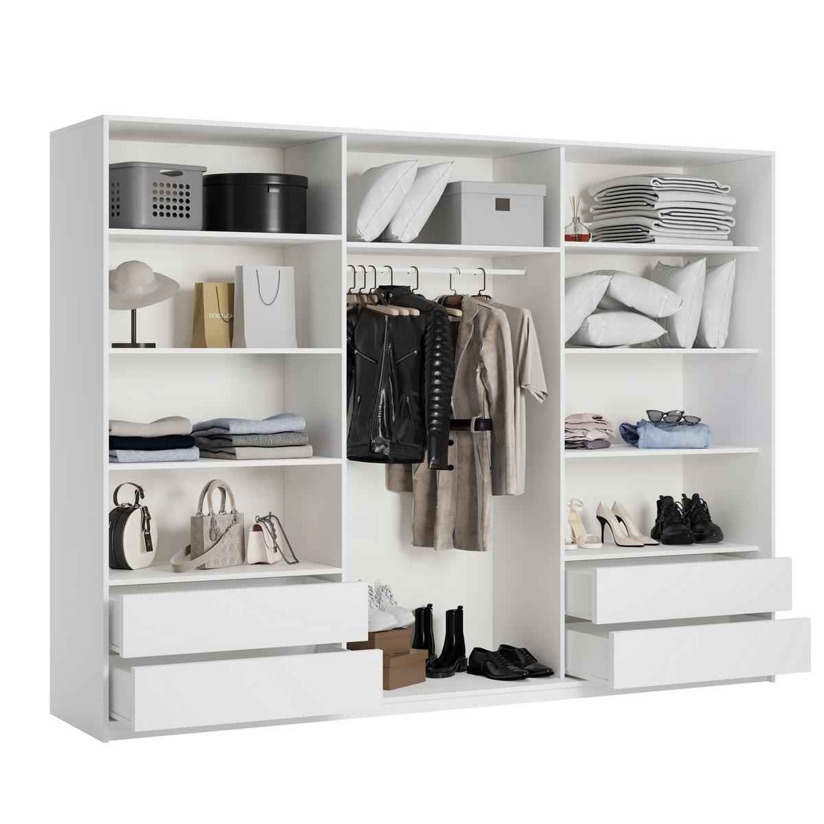 SCHWEBETÜRENSCHRANK NISSE 270/205/60 cm 3-türig Weiß - Weiß, Holzwerkstoff (270/205/60cm) - MASSENO