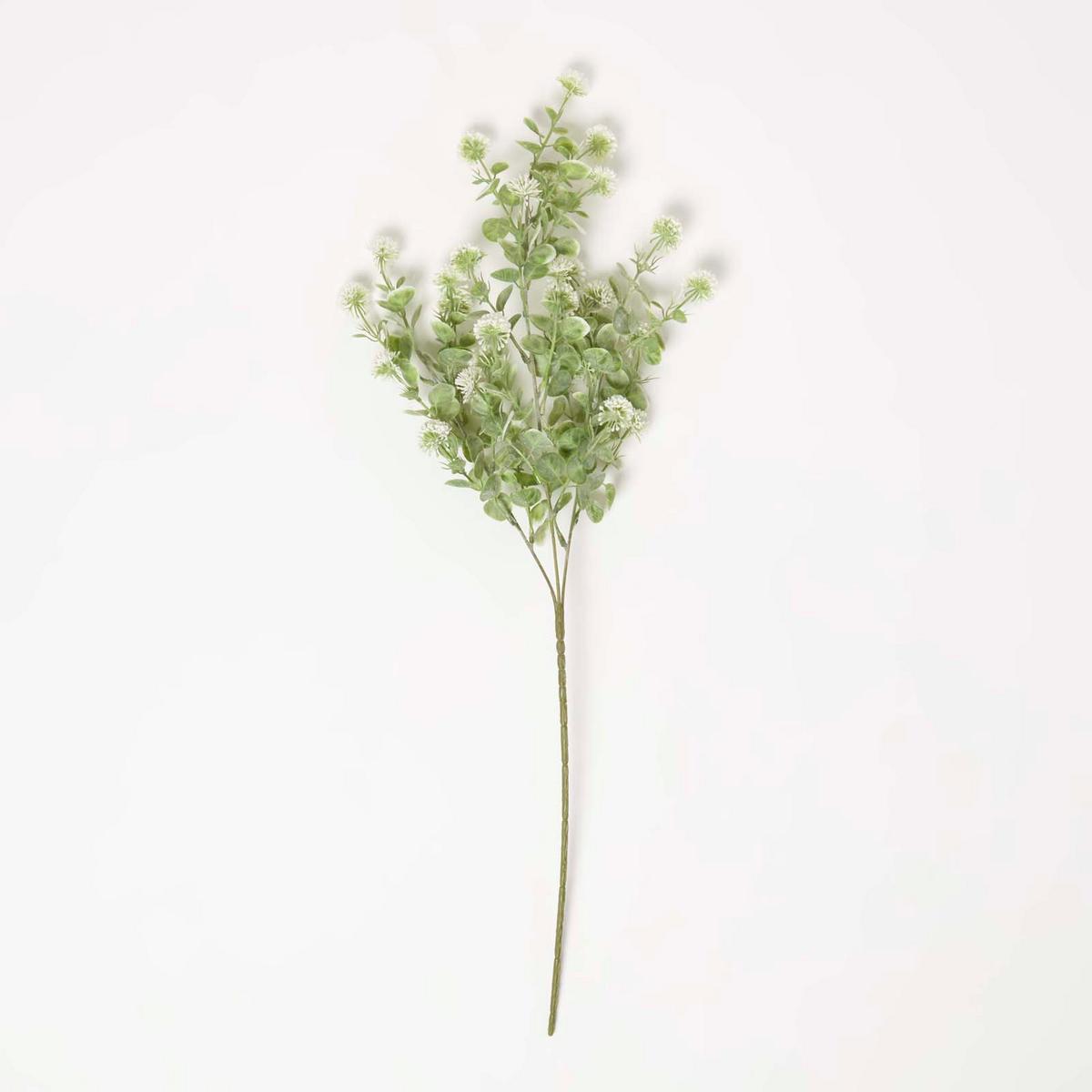 DEKOZWEIG Kugelblüten weiß, langstielig 66 cm - Weiß, Kunststoff (66cm) - Homescapes