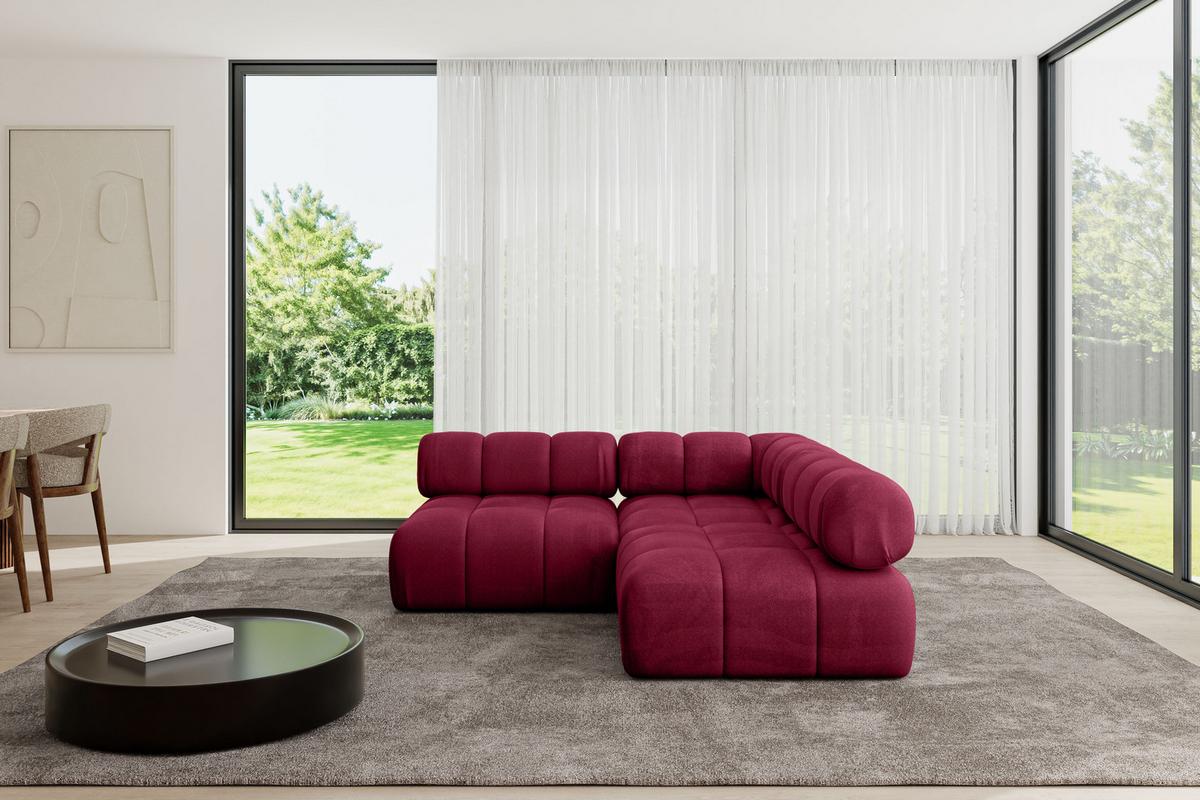 ECKSOFA modulares Sofa Samaro-L1 - 190x190x70 cm Bordeauxrot Velours - Bordeaux, Holzwerkstoff/Textil (190/190cm) - ALTDECOR