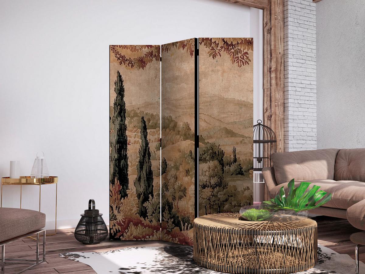 PARAVENT Akustik 3-tlg 135x172 cm Retro Landschaft - Multicolor, Holz/Textil (135/172/3cm) - Muralo