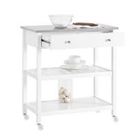 SERVIERWAGEN mit Arbeitsplatte, Weiß, 81x90x45cm - Weiß, Holzwerkstoff (100/92/45cm) - SoBuy