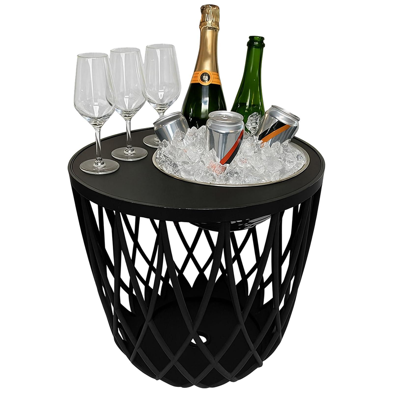 4-IN-1 LOUNGETISCH MIT EDELSTAHL-KÜHLER Dubai schwarz 45 cm - Schwarz, Kunststoff/Metall (45/45/45cm) - COOTAB Cooler Table