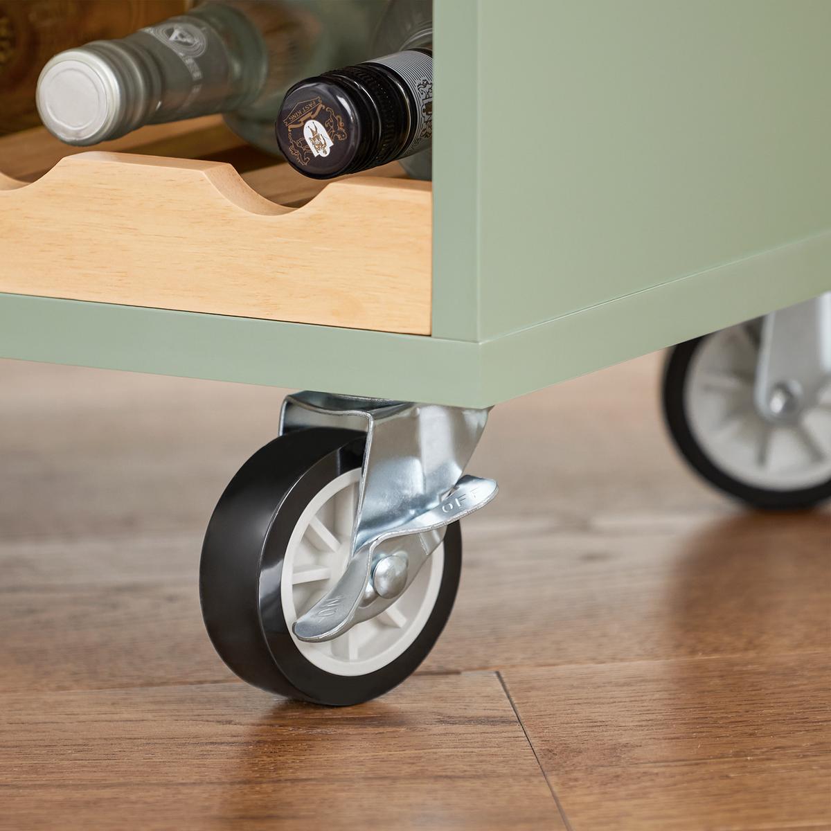 KÜCHENINSEL rollbar Grün - Grün, Naturmaterialien/Holz (109/92/40cm) - SoBuy