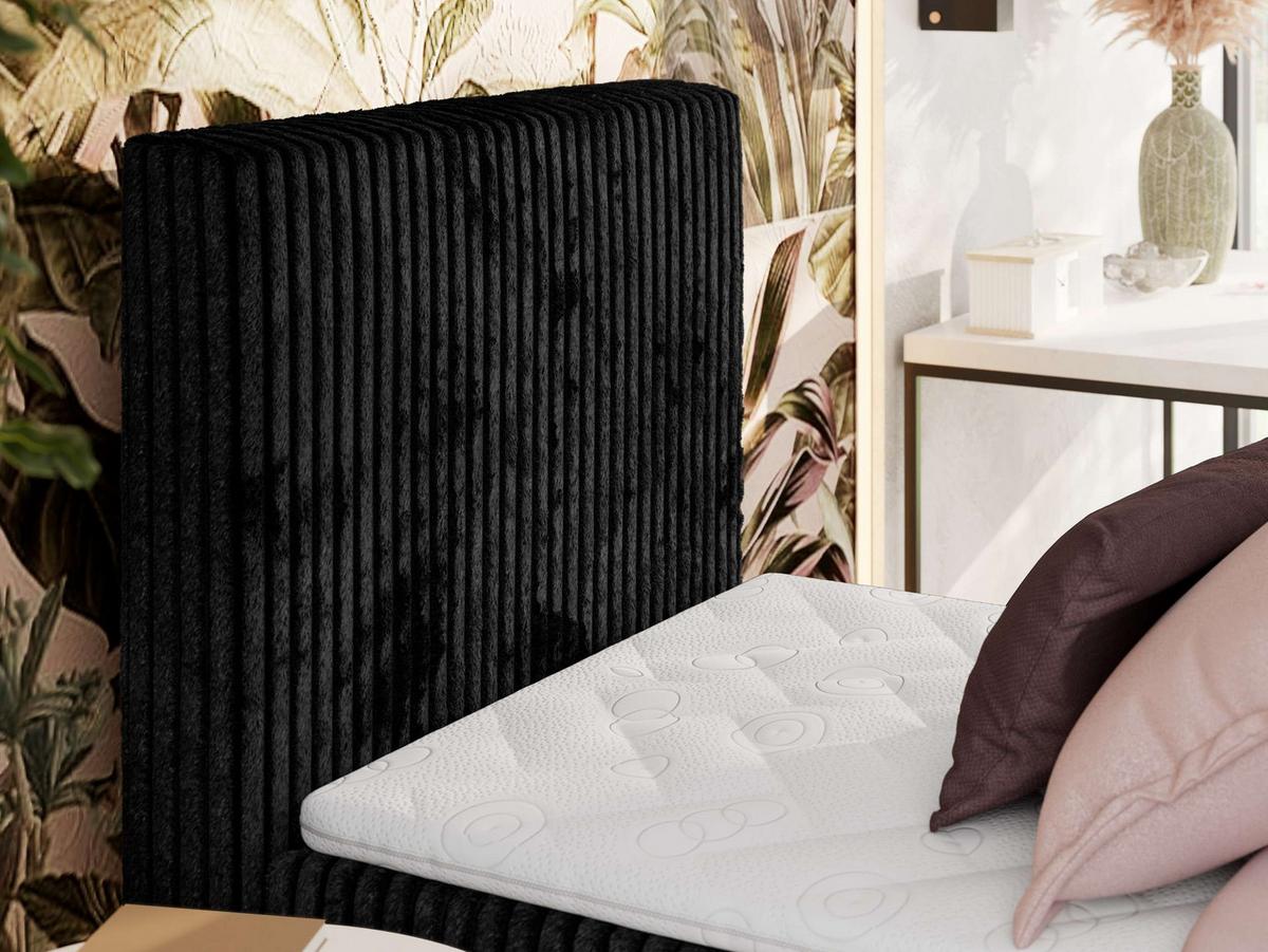 BOXBETT TILIANO 90/200 - Schwarz Cord - H3 - Links - Schwarz, Textil (90/200cm) - MKS