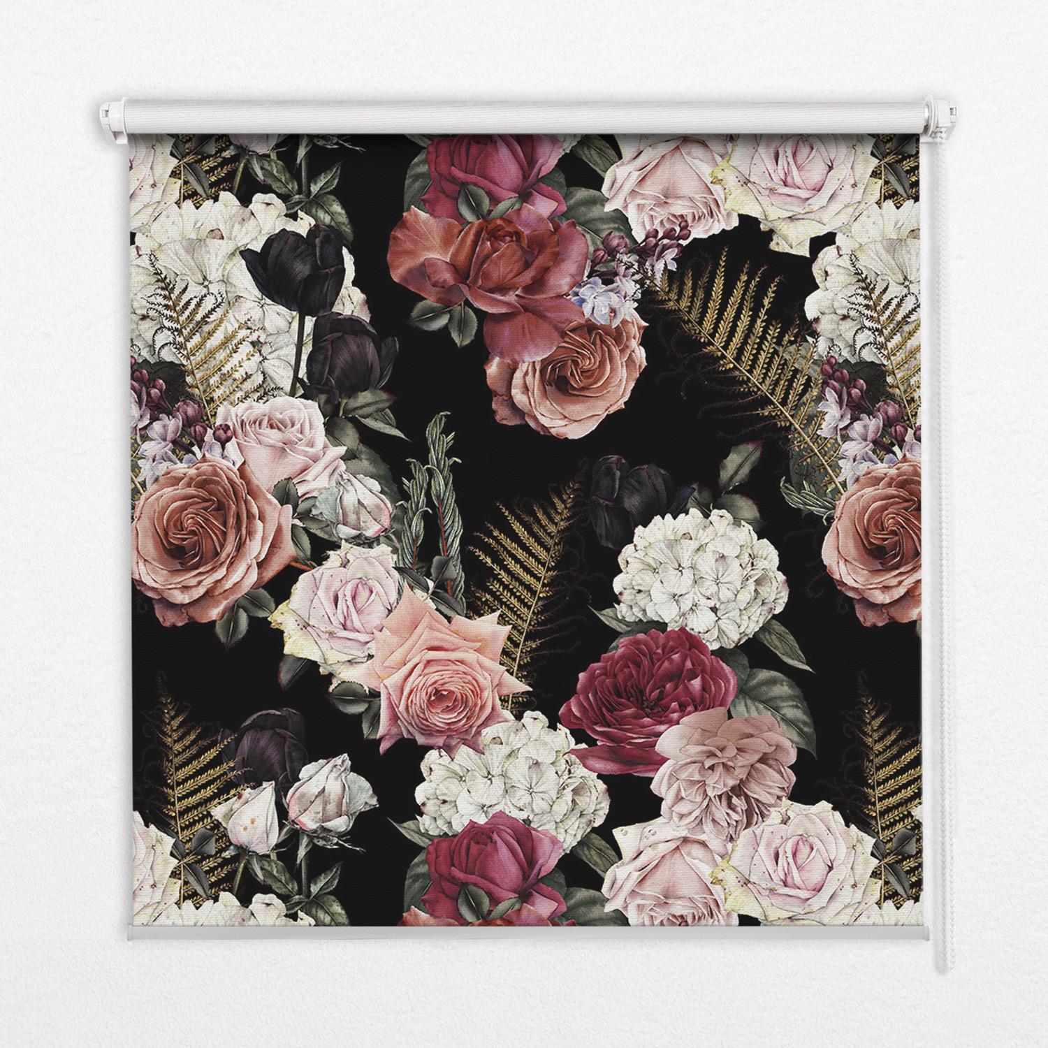 INNENROLLO - Fensterrollo - Rollo - 120x140 cm - Rosenstrauß - Pink, Kunststoff (120/140/0.5cm) - TULUP