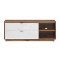TV-MÖBEL Sven Weiß und Holz - Weiß, Holzwerkstoff (156/61/43cm) - Petits-meubles