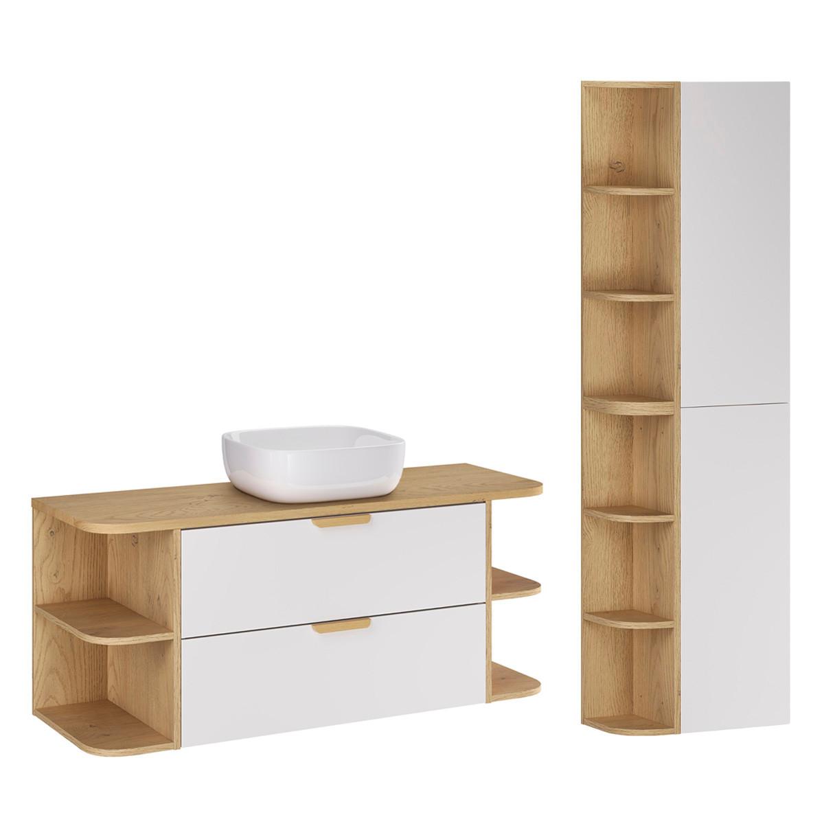 BADMÖBEL 120.4cm Oria 2er-Set Weiß - Weiß, Holzwerkstoff (120.4/50/45.8cm) - Petits-meubles