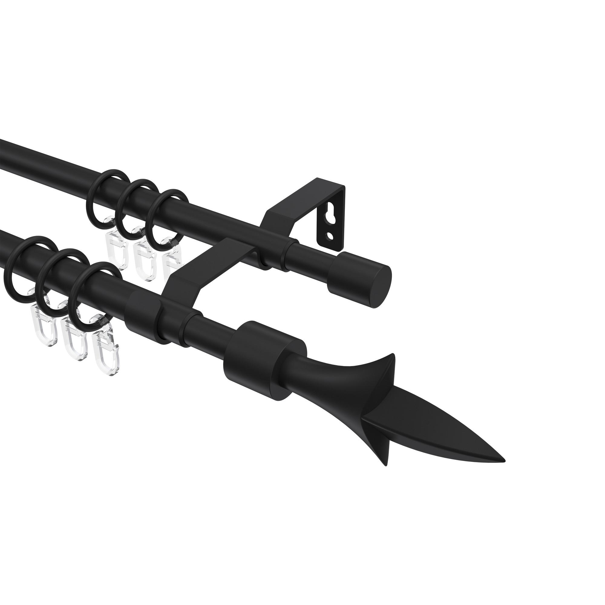 GARDINENSTANGE / TELESKOPSTANGE Hera Lily 70-120 cm, 2-läufig, 16/13 mm Ø Schwarz - Schwarz, Kunststoff/Metall (120cm) - INTERDECO