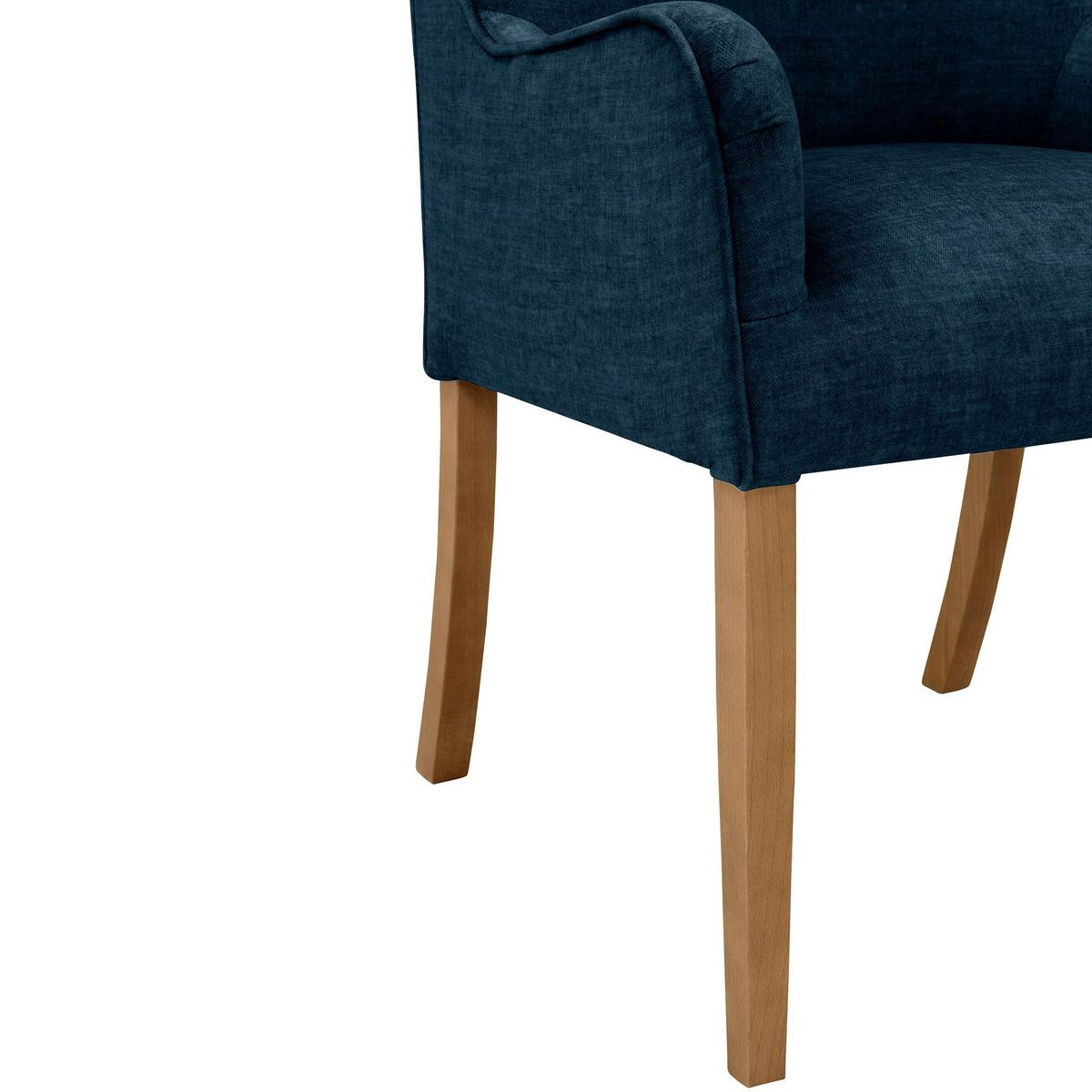 POLSTERSTUHL Katryn Samtvelours dunkelblau - Dunkelblau, Kunststoff (55/81/58cm) - 58aufmkessel