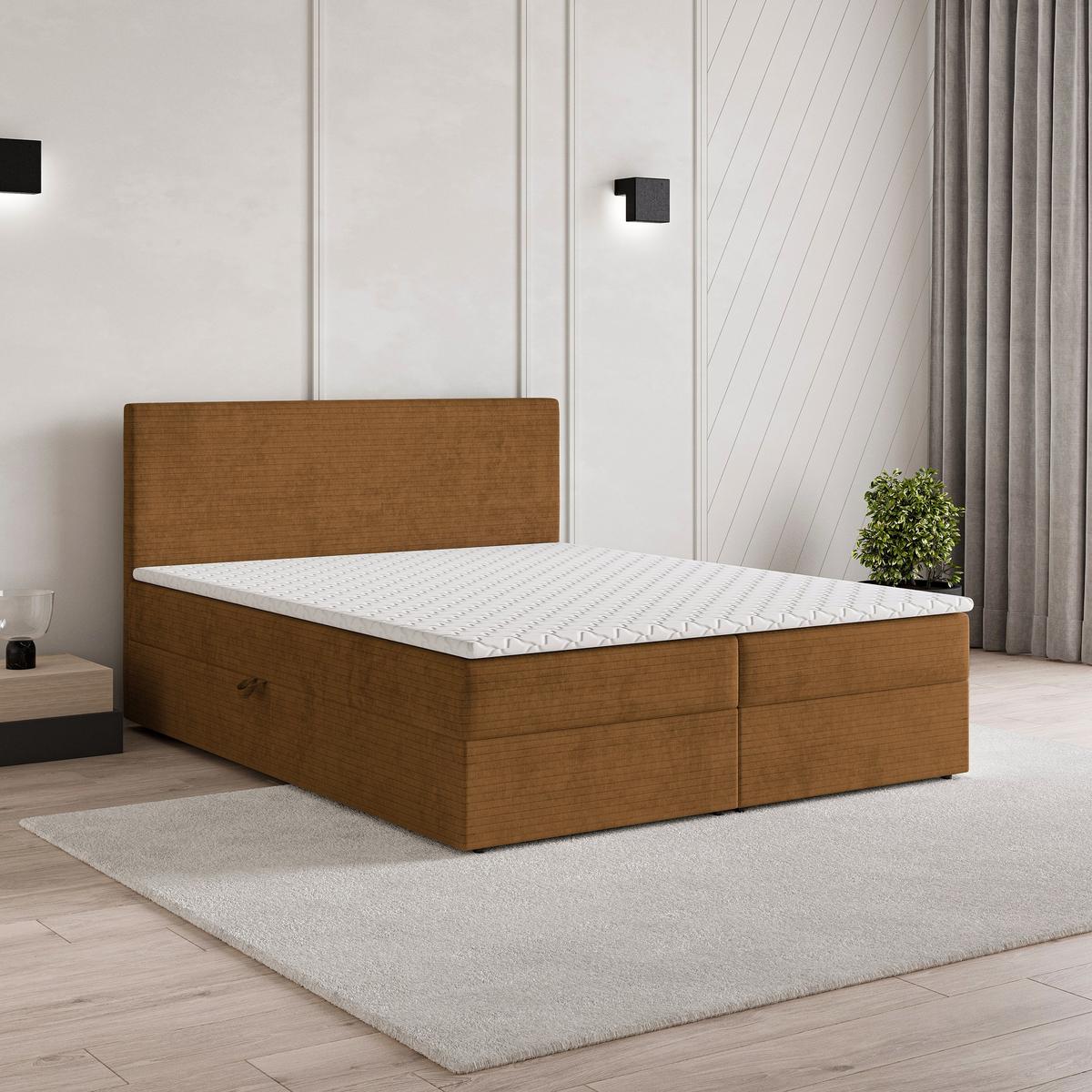 BOXBETT NIRA 140x200 cm mit Matratze und Topper - Kupferfarben - Kupferfarben, Holz (140/200cm) - MASSENO