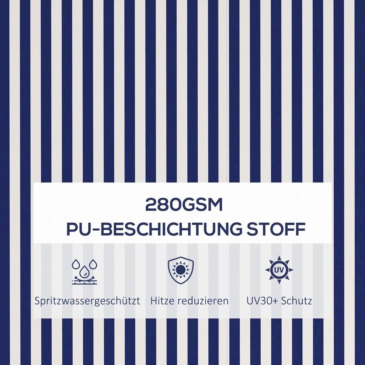 MARKISE, Blau+Weiß, Polyesterstoff, Aluminium - Blau, Metall (300/1/396cm) - Outsunny