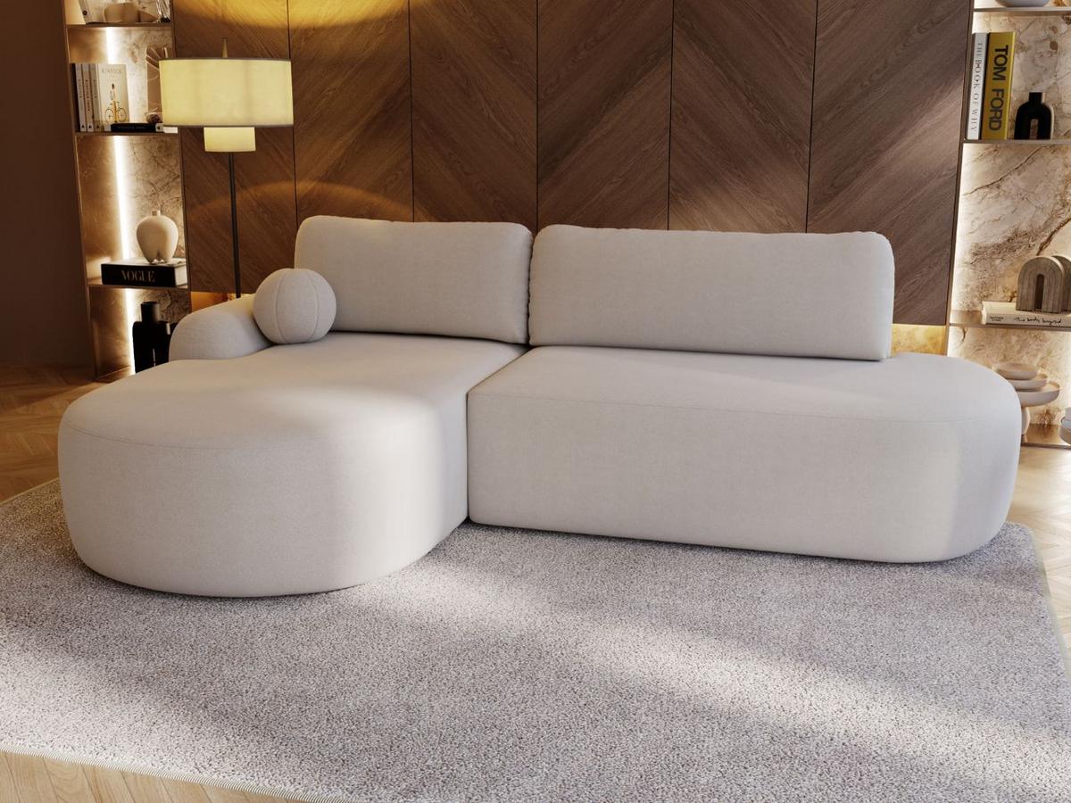 ECKSOFA Aurio O Bouclé-Stoff Creme Links - Creme, Holz/Textil (271/177cm) - Graingold
