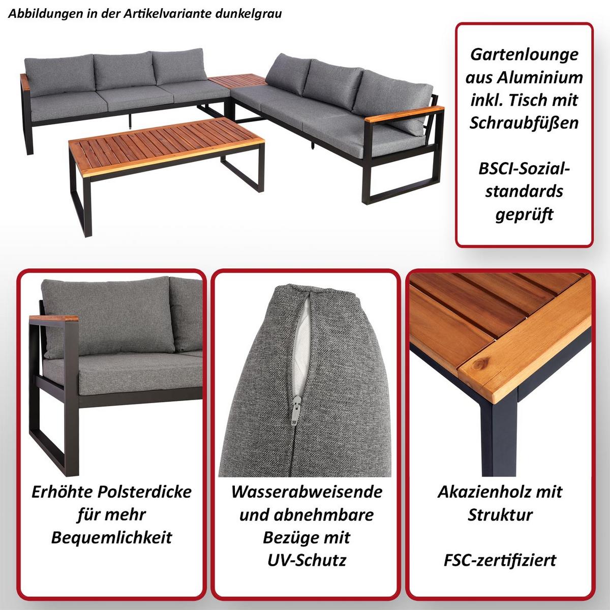 GARTEN-GARNITUR Braun, Grau - Braun/Grau, Holz - MCW