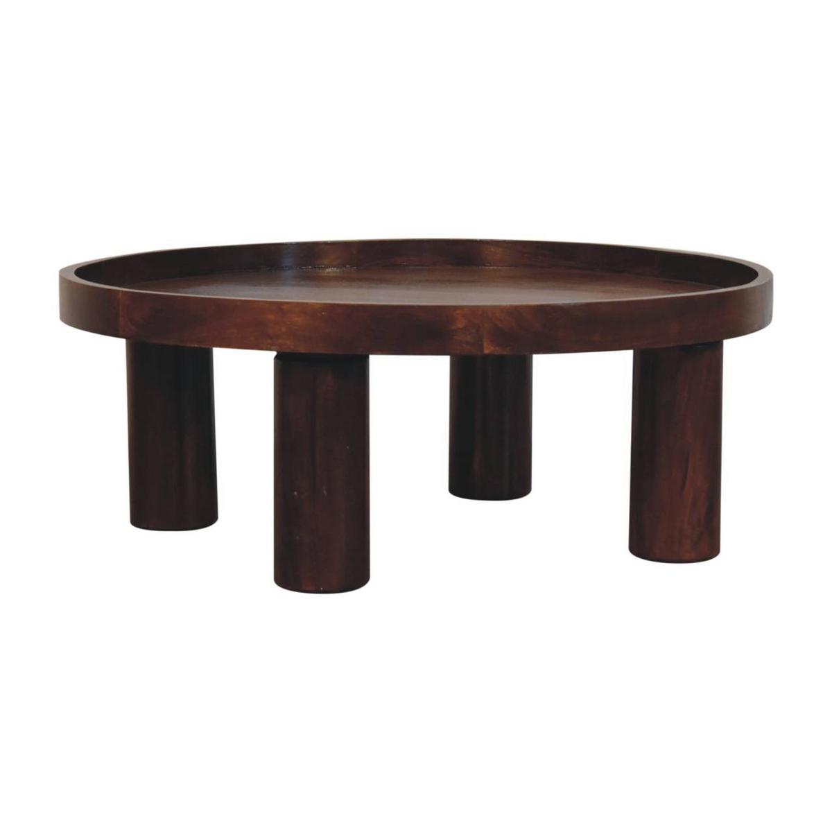 COUCHTISCH Crescent Kastanie, Zylindrische Beine, Dunkelbraun - Dunkelbraun, Holz (80/80/31cm) - Artisan Furniture