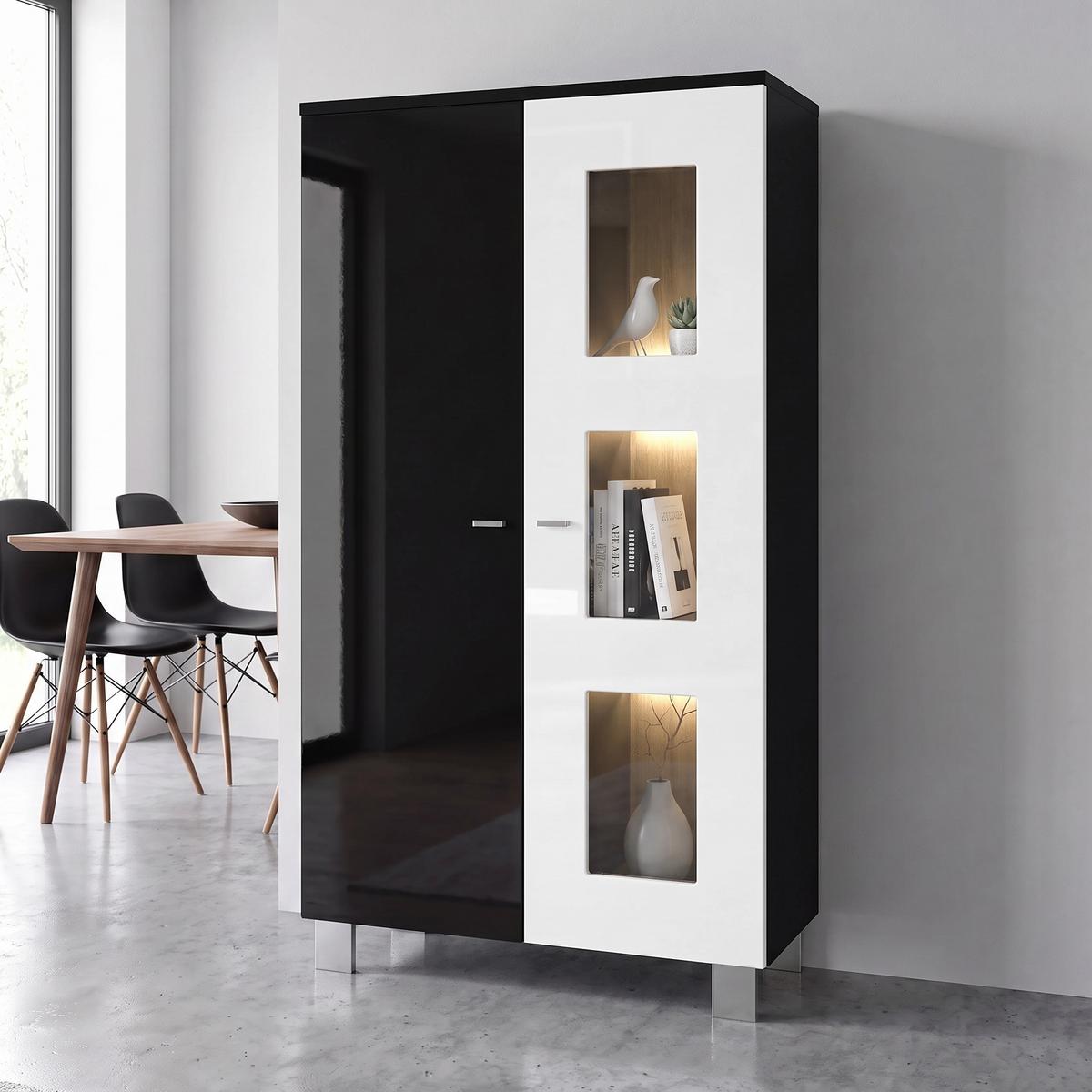 VITRINE Denjo Tür in Weiß Hochglanz - Weiß Hochglanz, Holzwerkstoff (71/129/35cm) - Vladon