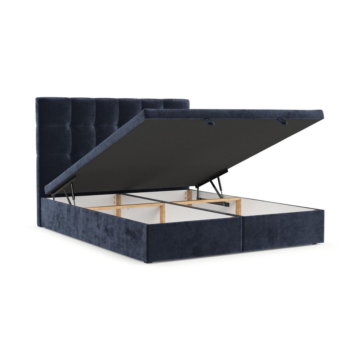 POLSTERBETT Guam mit Stauraum 120/200 cm Marineblau im Lotta Stoff - Schwarz/Dunkelblau, Holz/Holzwerkstoff (120/200cm) - AltaBeds