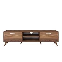 TV-MÖBEL 2 Klapptüren 2 offene Fächer in der Mitte Dekor Walnussholz 35/48,6/180 cm - Nussbaumfarben, Holzwerkstoff (35/48.6/180cm) - Calicosy
