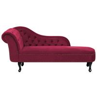 CHAISELONGUE Samtstoff burgunderrot linksseitig Nimes - Rot/Schwarz, Textil (170/79/61cm) - Beliani