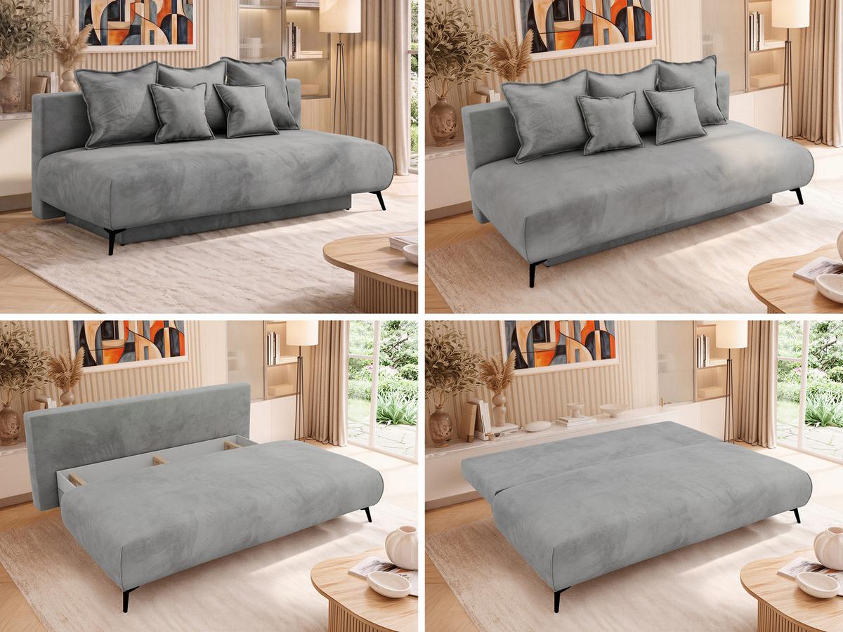 3-SITZER SOFA VIRENO - Hellgrau Velvet - Hellgrau/Schwarz, Textil/Metall (197/95/102cm) - MKS
