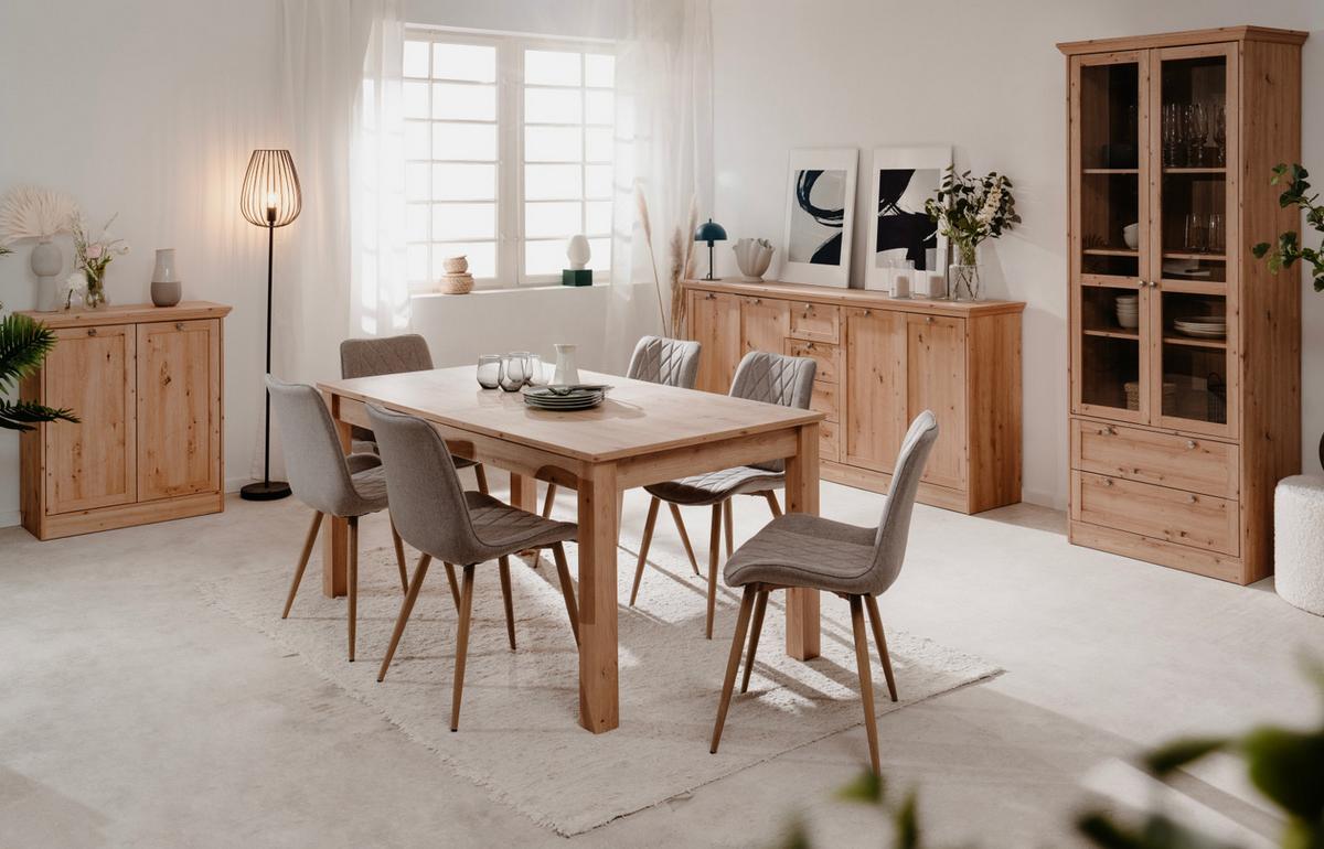 KOMMODE Eiche Artisan 80 cm Landhaus, Sideboard 2-türig - Eichefarben/Silberfarben, Holzwerkstoff/Metall (80/90/35cm) - Furn.Design