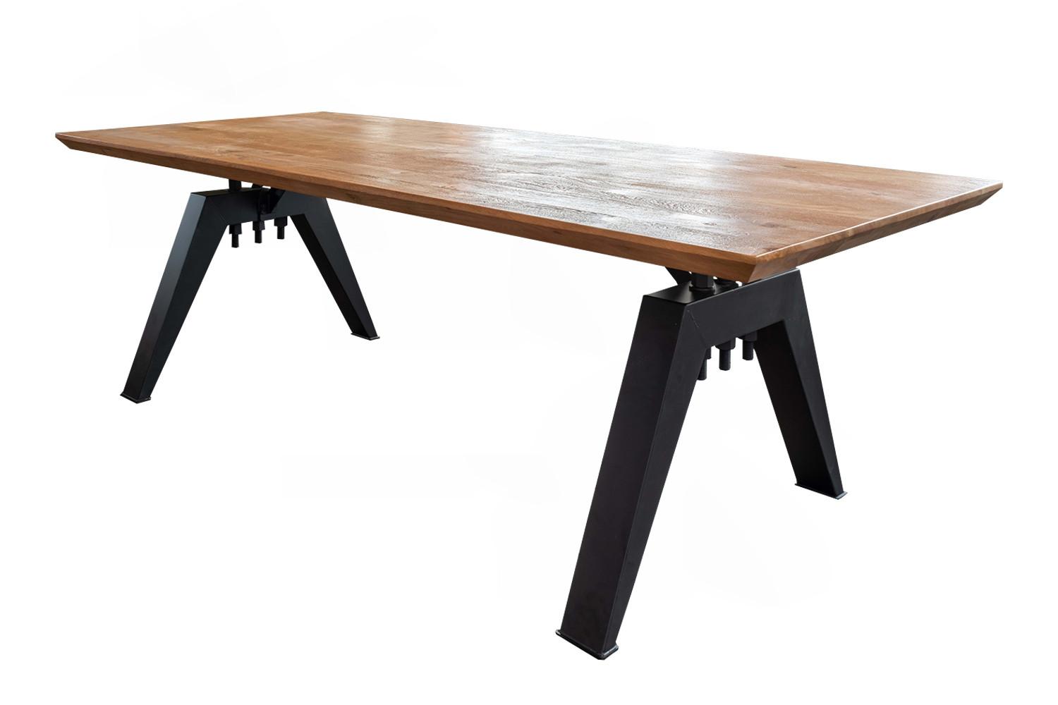 ESSTISCH MIT SCHWEIZER KANTE REY Braun Akazie - Schwarz/Braun, Holz/Metall (100/260/78cm) - KAWOLA