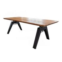 ESSTISCH MIT SCHWEIZER KANTE REY Braun Akazie - Schwarz/Braun, Holz/Metall (100/260/78cm) - KAWOLA