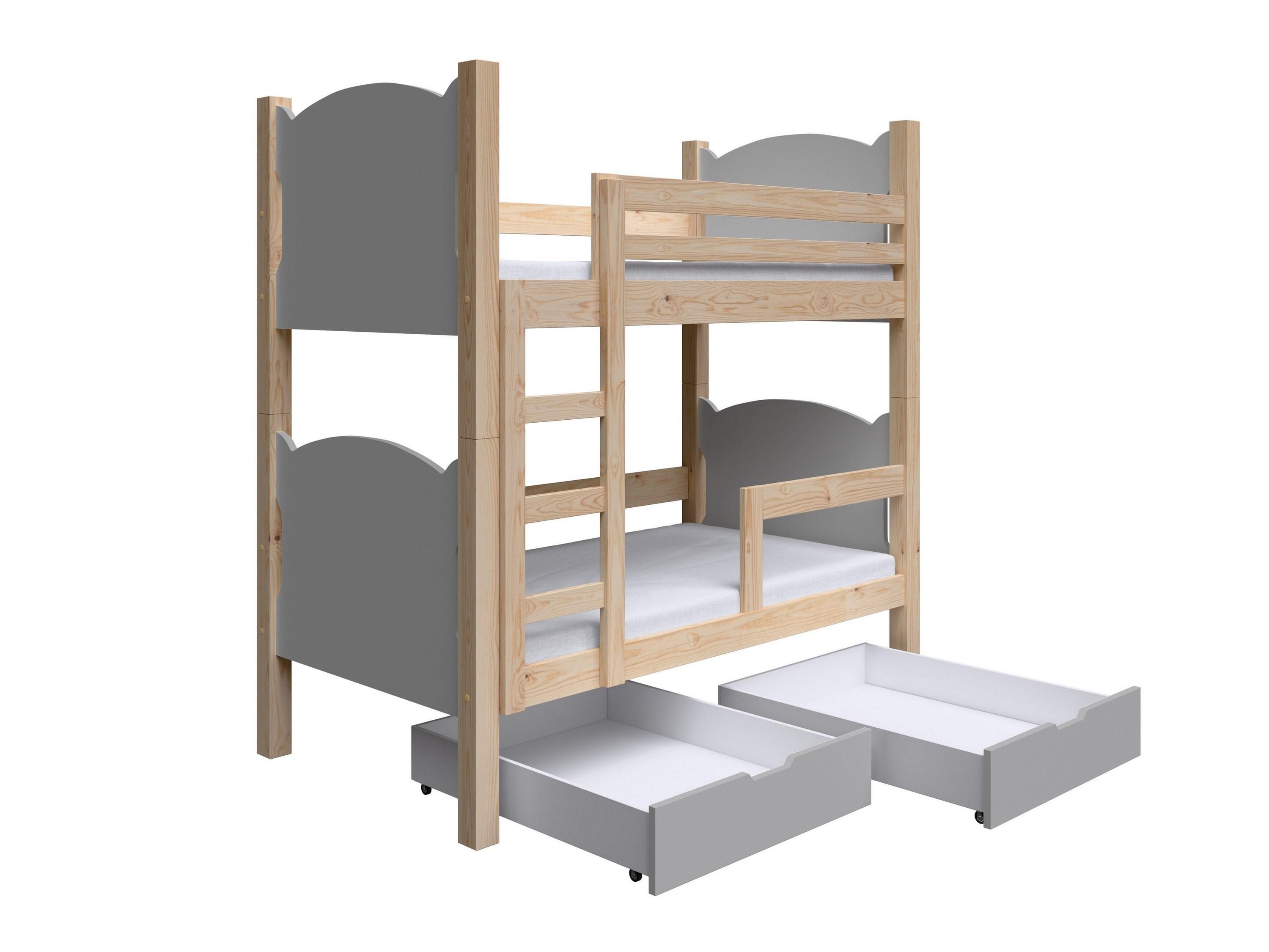 ETAGENBETT LEONE mit Bettkasten 80x180 cm Kieferfarben - Kieferfarben/Grau, Holz (80/180cm) - MASSENO