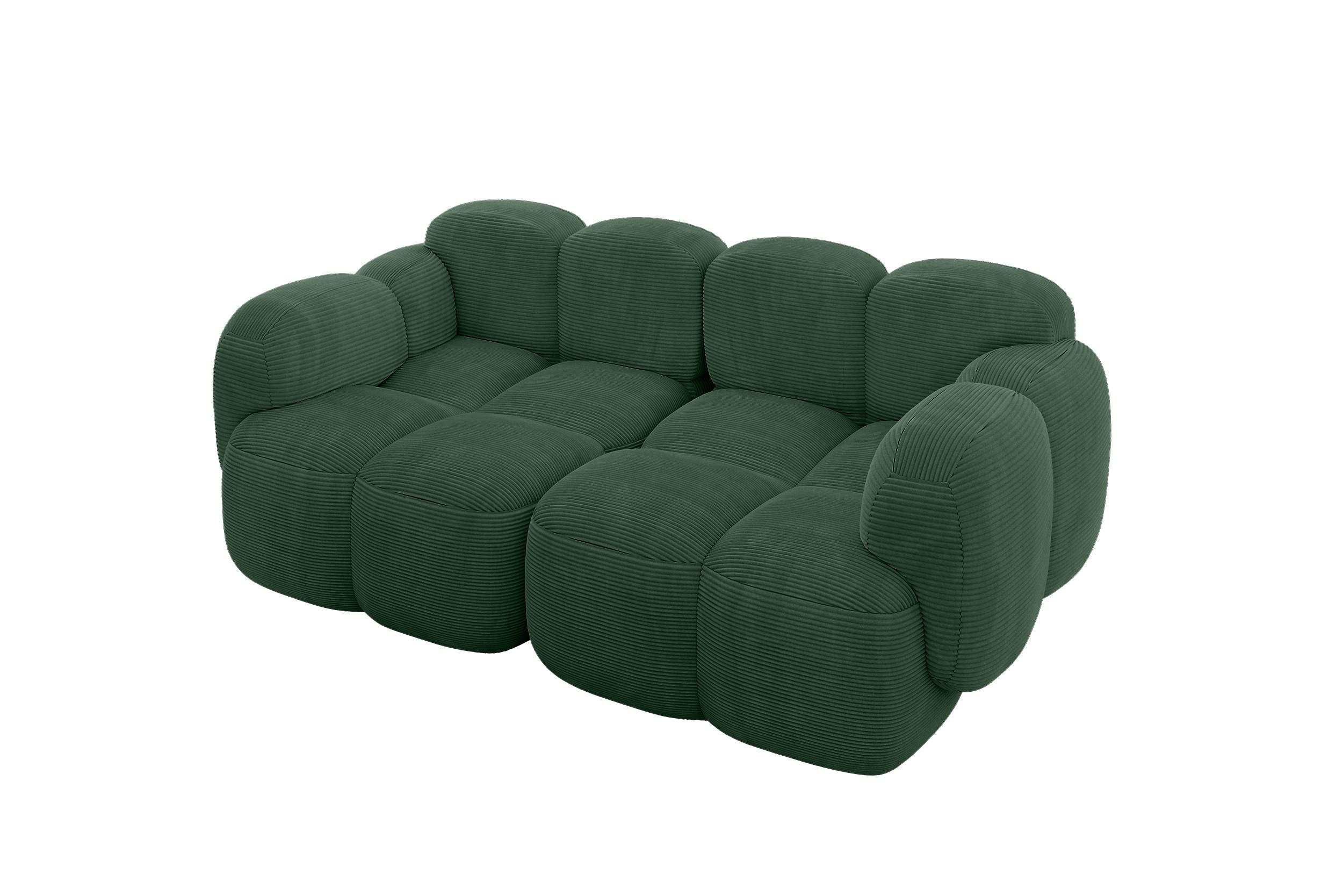 2-SITZER modulares Sofa Miko-S1 214x118x75 cm Grün Cord - Waldgrün/Schwarz, Holzwerkstoff/Kunststoff (214/75/118cm) - ALTDECOR