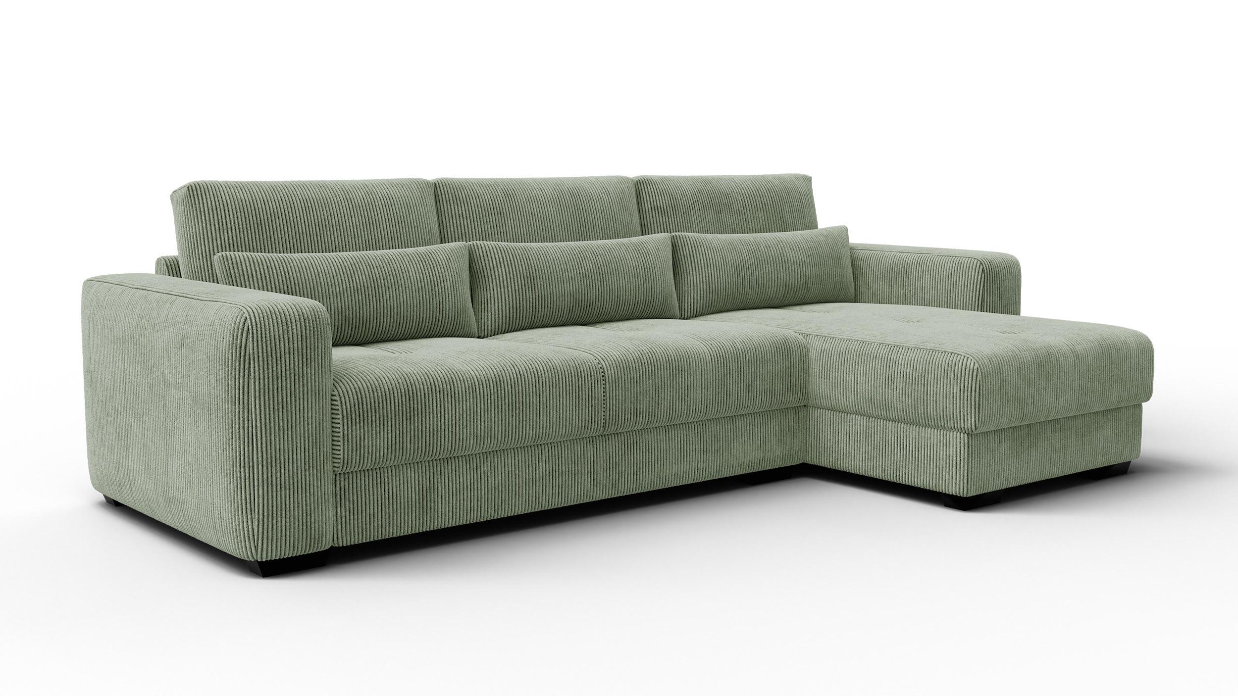 ECKSOFA OLI 4-Sitzer rechts, salbeigrün - Salbeigrün, Holz/Textil (295/172cm) - Wozimo