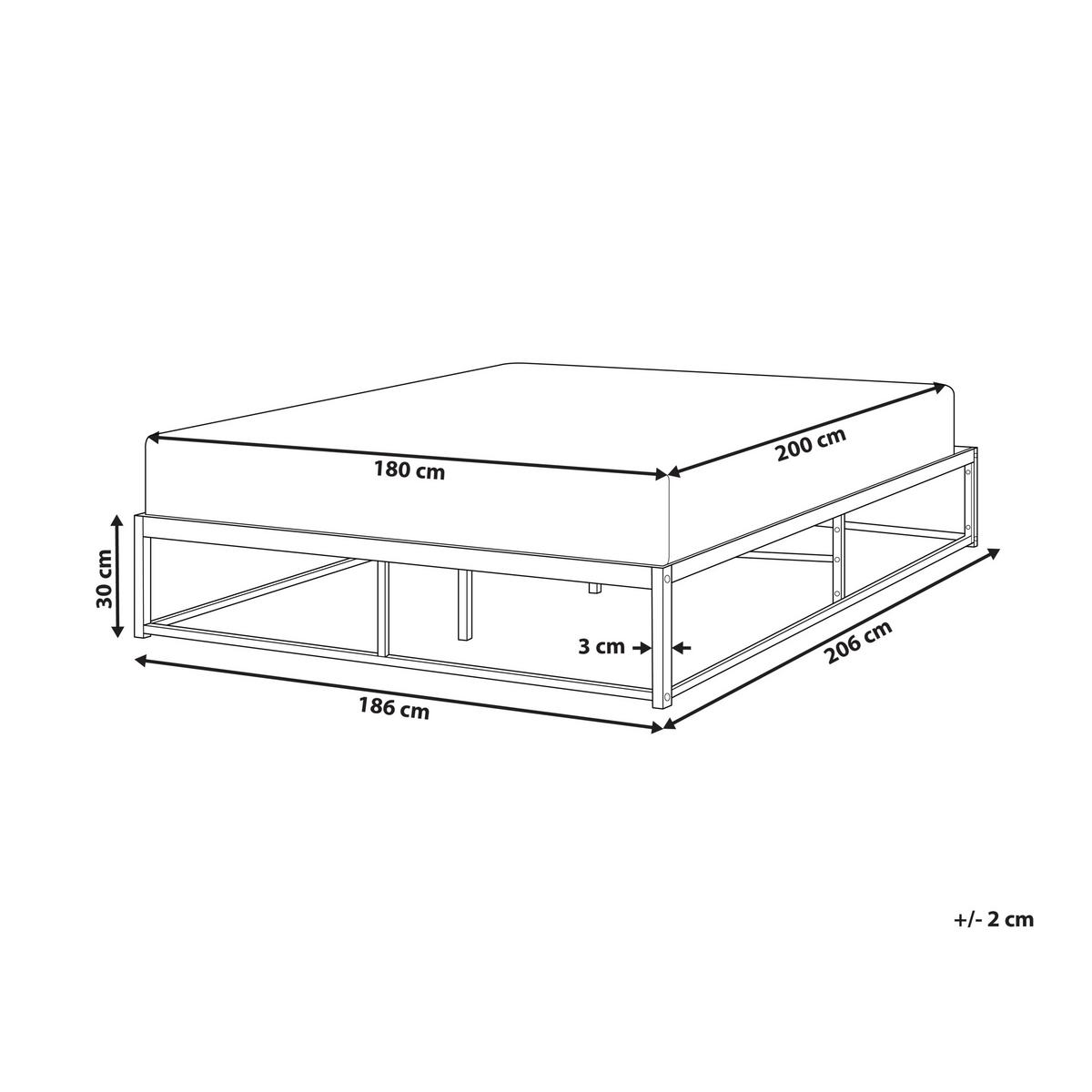 BETT ohne Kopfteil 180/200 cm Eisen Hellbeige Viry - Beige, Metall (180/200cm) - Beliani