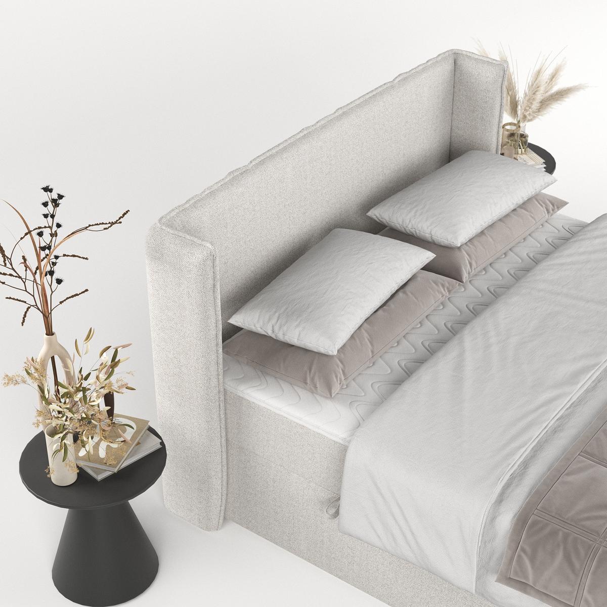 BOXBETT Viva 200/200 cm Hellbeige im Riva Stoff - Beige/Schwarz, Holz/Holzwerkstoff (200/200cm) - AltaBeds