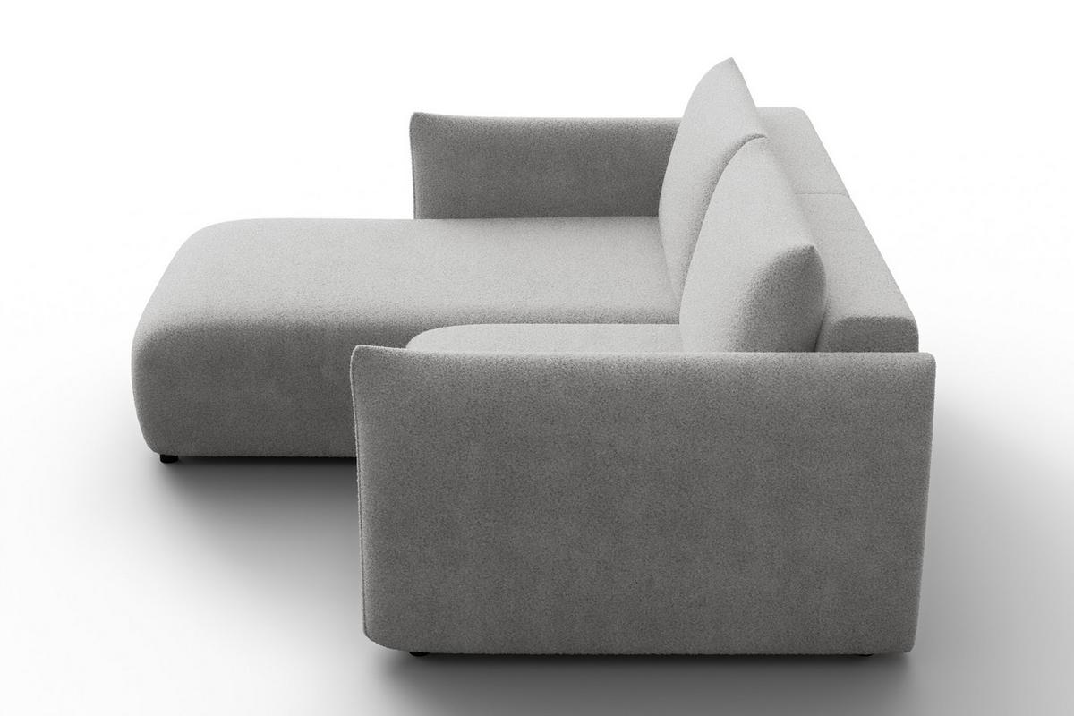 ECKSOFA TAUER 3-Sitzer LINKS, Bouclé-Stoff hellgrau - Schwarz/Grau, Holz/Textil (173/206cm) - Courtois Laville