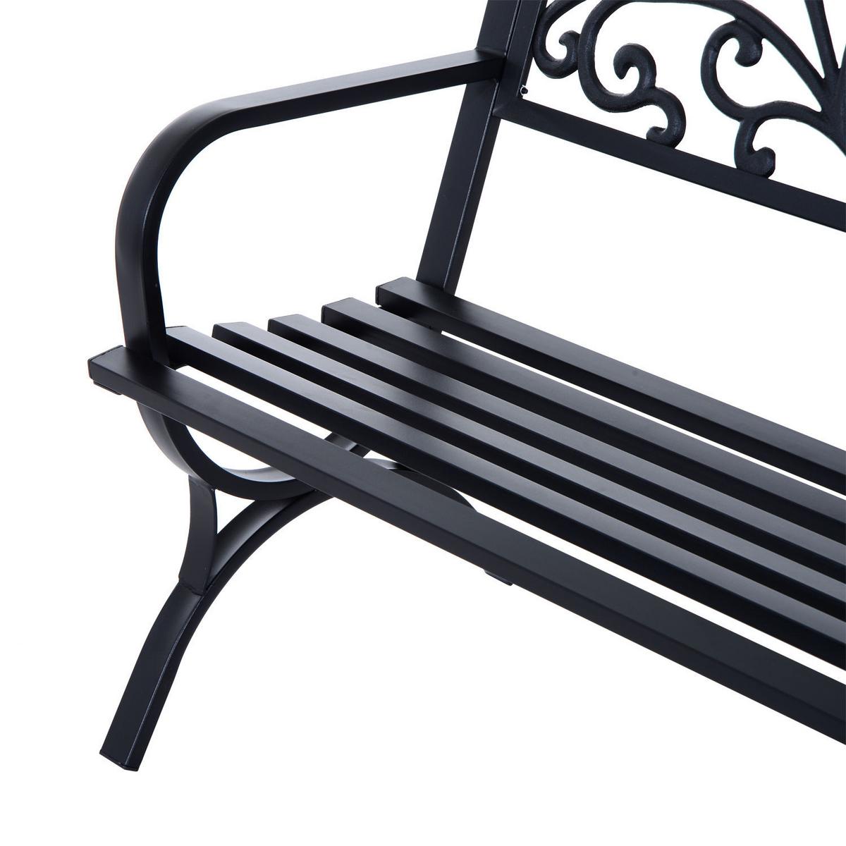 GARTENBANK, 127x60x85 cm, Metall, Schwarz - Schwarz, Metall (60/85/127cm) - Outsunny