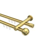 GARDINENSTANGE INNENLAUF Platon Luino 240 cm (geteilt in 2 x 120 cm), 2-läufig, 20 mm Ø Messing-Optik - Messingfarben, Metall (240cm) - INTERDECO