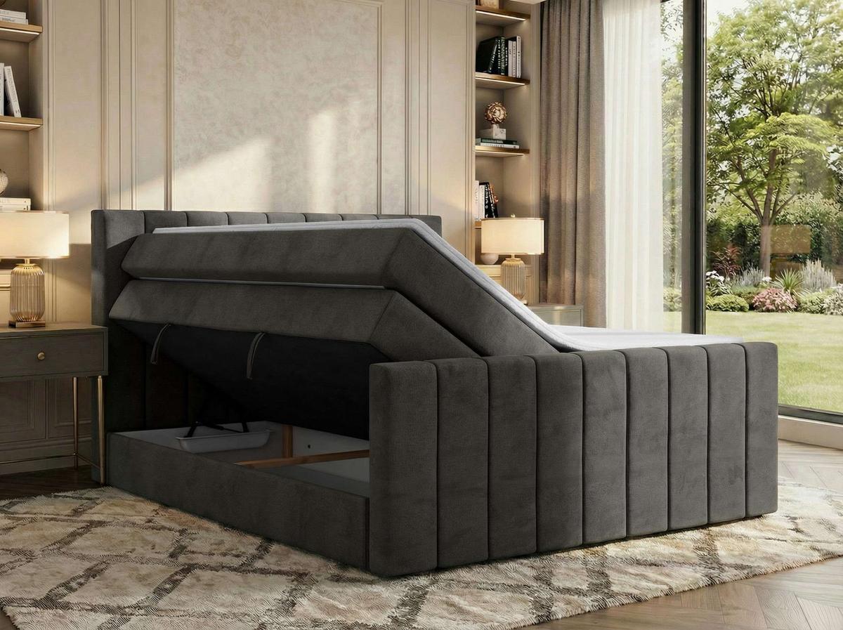 BOXSPRINGBETT ALVER KING DUO 180/200 - Dunkelgrau Velvet - H3 - Dunkelgrau, Textil (180/200cm) - MKS