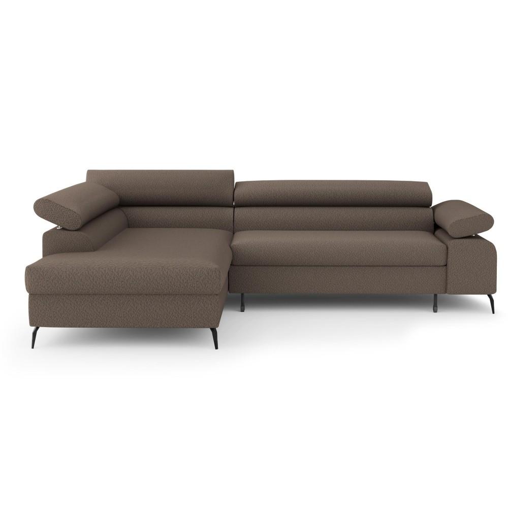 ECKSCHLAFSOFA Mellow mit Bettkasten, Dunkelbraun, links - Dunkelbraun/Schwarz, Textil (270/205cm) - Beautysofa