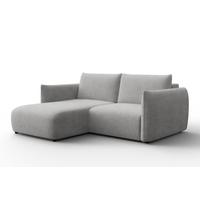 ECKSOFA TAUER 3-Sitzer LINKS, Bouclé-Stoff hellgrau - Schwarz/Grau, Holz/Textil (173/206cm) - Courtois Laville