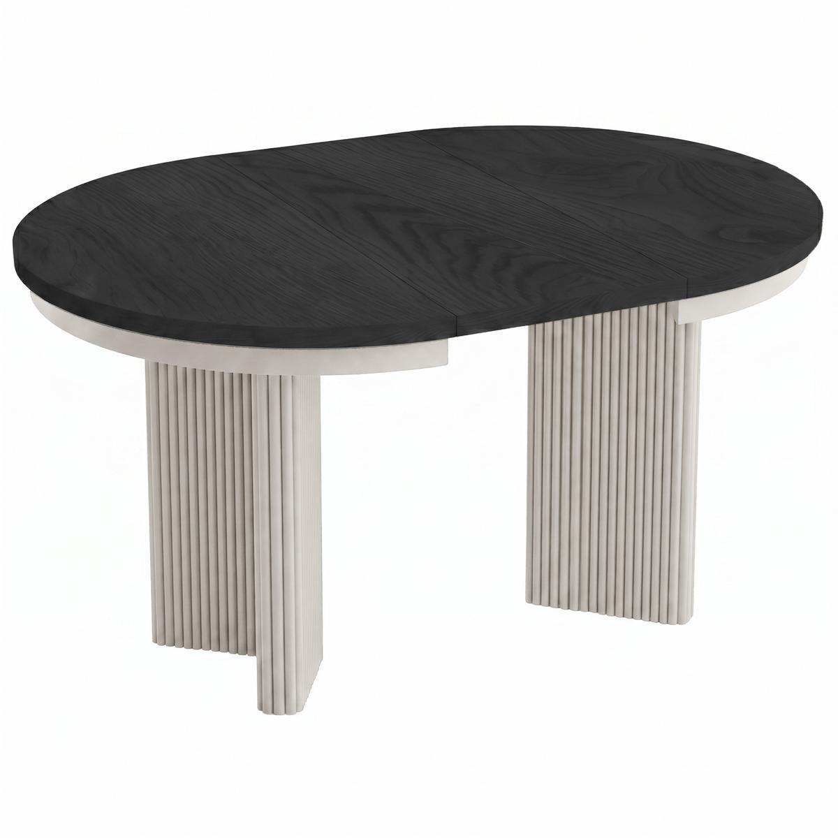 ESSTISCH Prestige runder Design-Tisch, ausziehbar Ø 100–180 cm, Schwarz+Kaschmir - Kaschmir/Schwarz, Metall (100/100/77cm) - Beautysofa