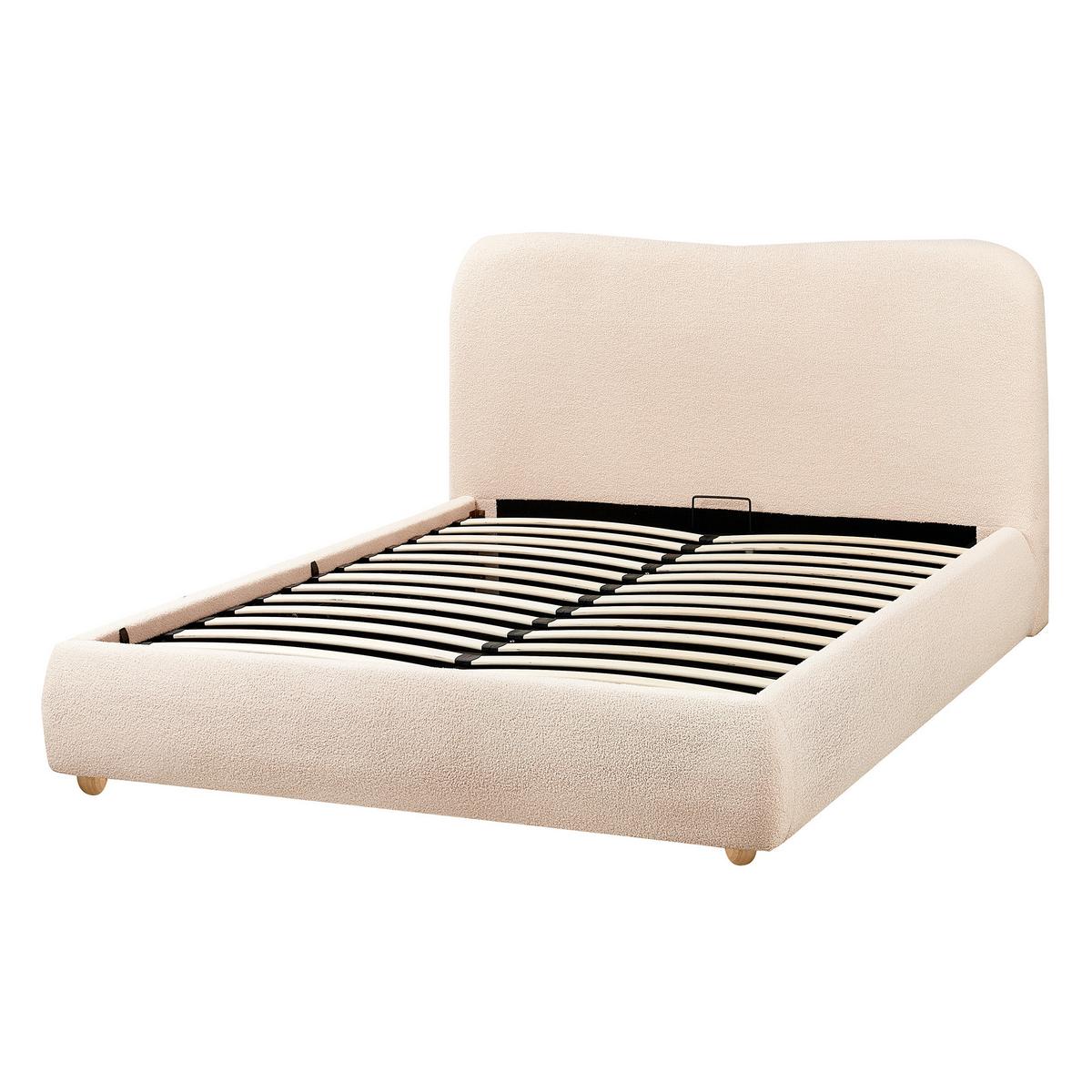 BETT mit Stauraum 140/200 cm Bouclé Hellbraun Blagnac - Hellbraun, Textil (140/200cm) - Beliani