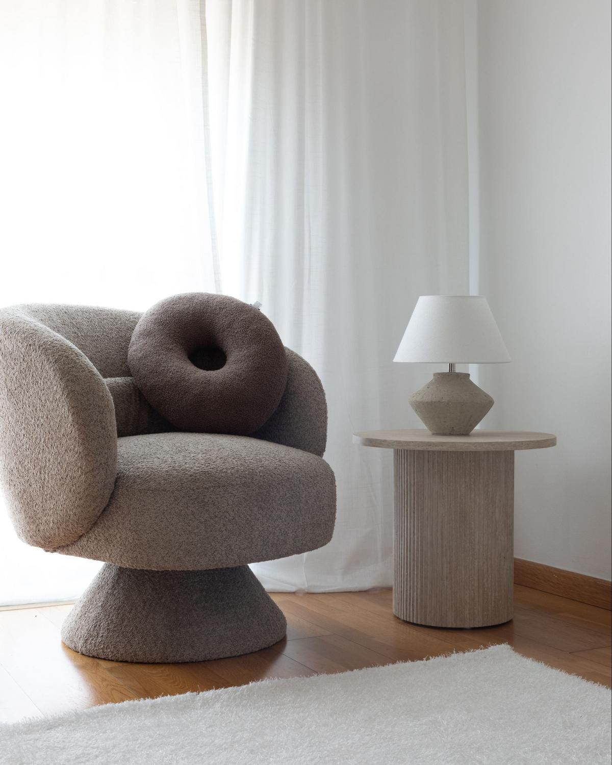 DREHSESSEL Bouclé Beige Lieksa - Beige, Textil (77/77/64cm) - Beliani