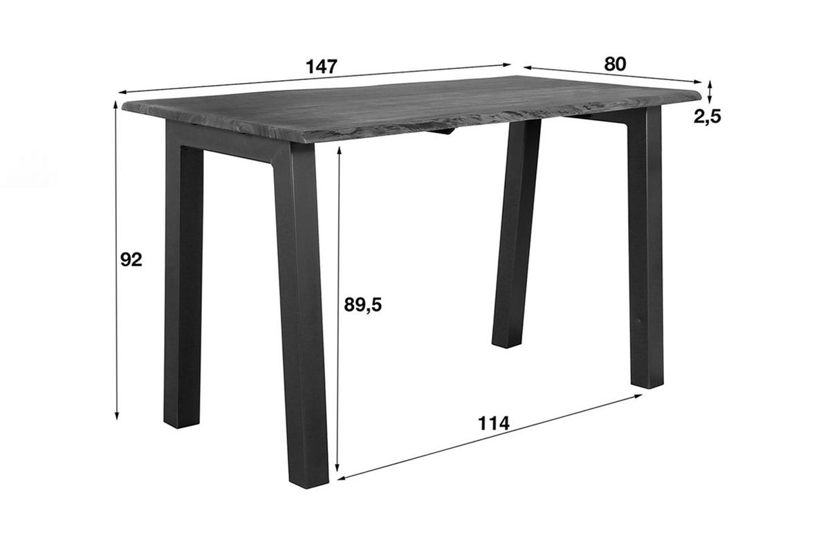 BARTISCH ERGEA Holz Akazie - Zwetschgeholzfarben/Schwarz, Holz/Metall (80/147/92cm) - KAWOLA