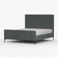 POLSTERBETT AURORA, Lattenrost, ohne Bettkasten, gepolsterte Kopfstütze 160/200 in Grau - Schwarz/Grau, Holz/Textil (160/200cm) - imoebel24